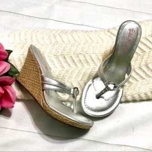 Lily Pulitzer Slip On Silver Wedges Size 6M